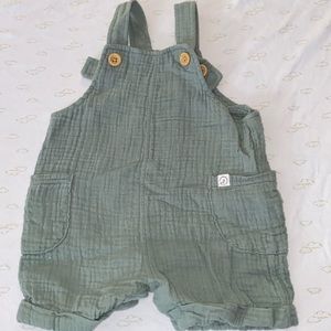 Organic Cotton Gauze Green Shortalls (9 Months)